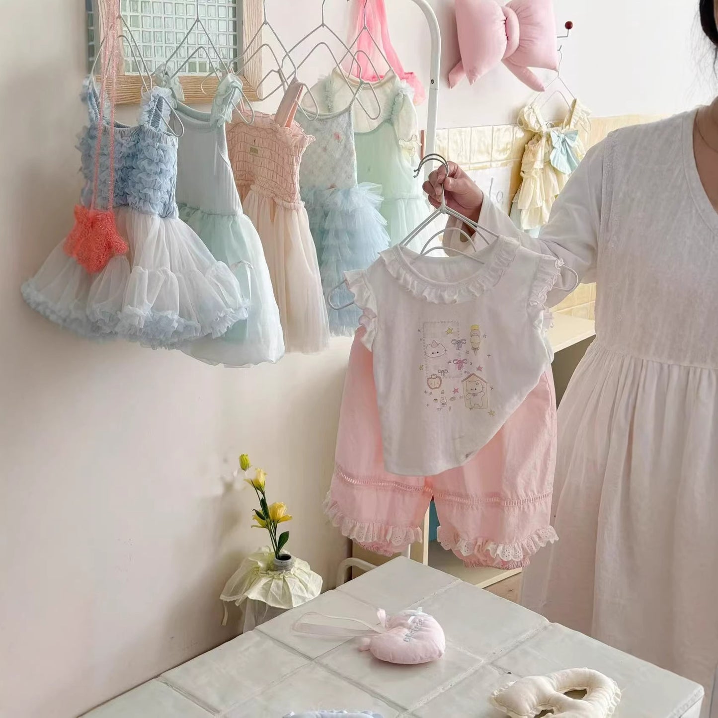 Crawler Lace Vest Summer Korean Fashionable Children's Pants