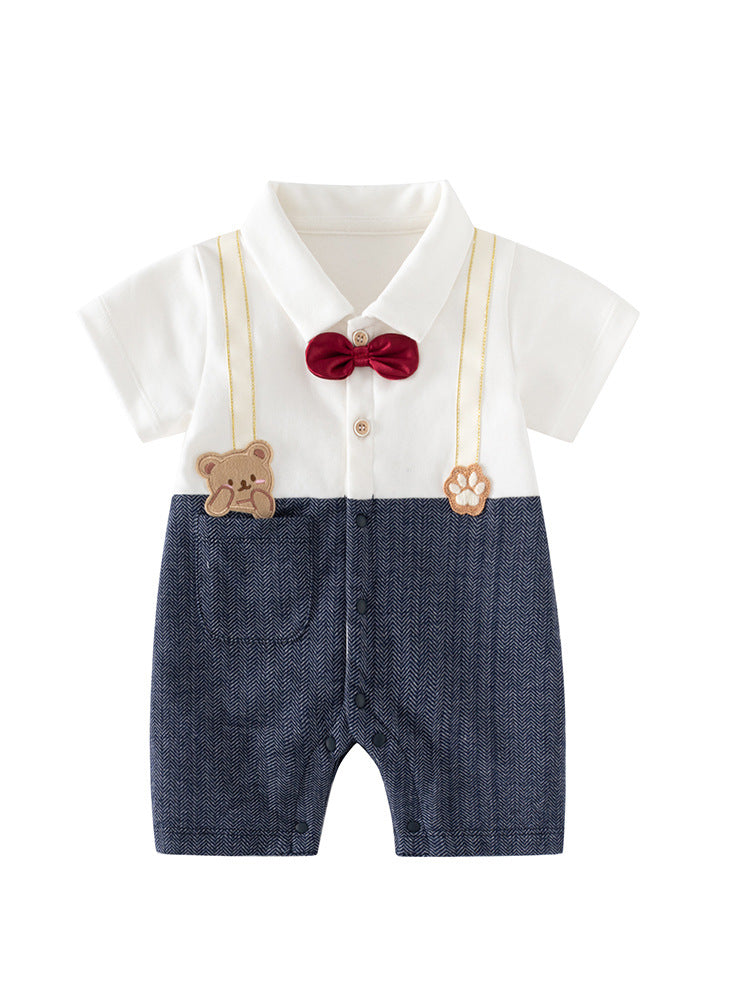 Boy Rompers Short Sleeve One Year Old Celebration Dress Thin Jumpsuit, Climbing Suit