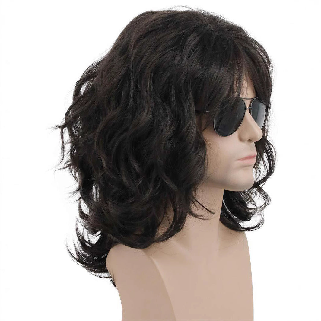 Men's Mid-length Curly Hair Rocking Wind Synthetic Men's Wig