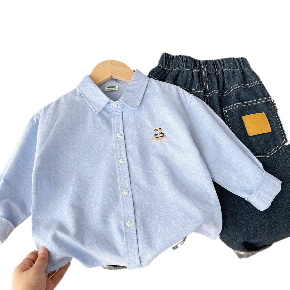 Children's Striped Clothing Autumn Middle Big Western Style Children's Shirt
