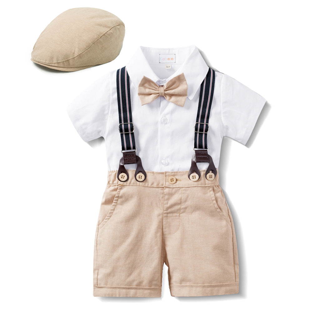 Boy Gentleman Triangle Rompers Shorts Hat Jumpsuit, Climbing Suit