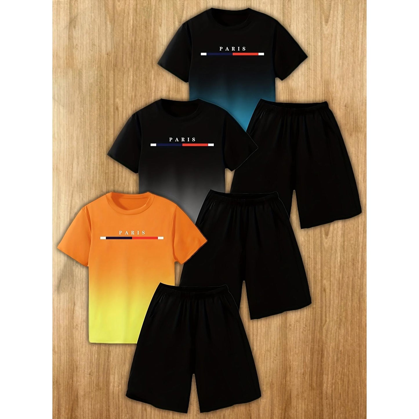 Gradient Letter Print Suit Medium Big Children's T-shirt
