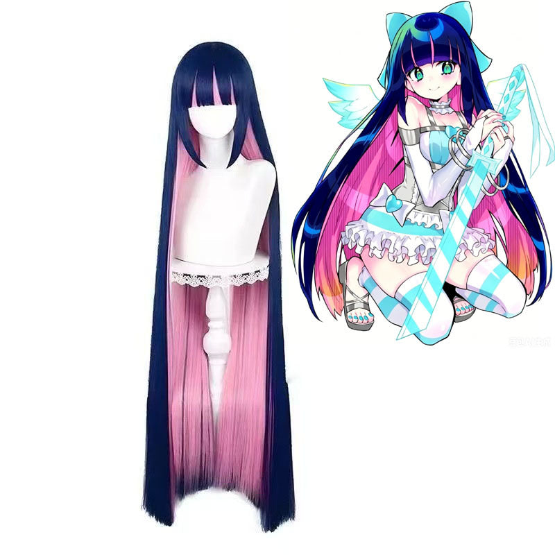 Stocking With Shi Duo Towel Color Matching Long Straight Hair Cos Wig