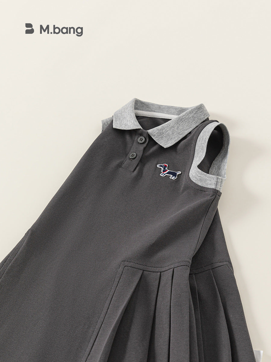Children's Preppy Style Collar Vest Summer Loose Children's Dress