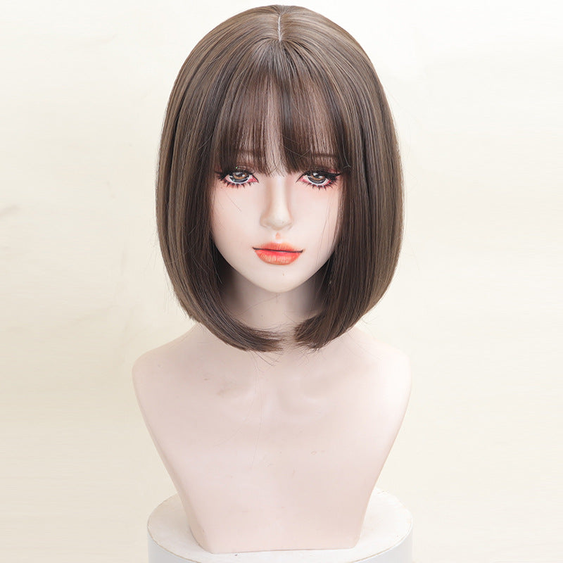 Female Clavicle Cartoon Bangs Modified Face Wig Short Straight Hair