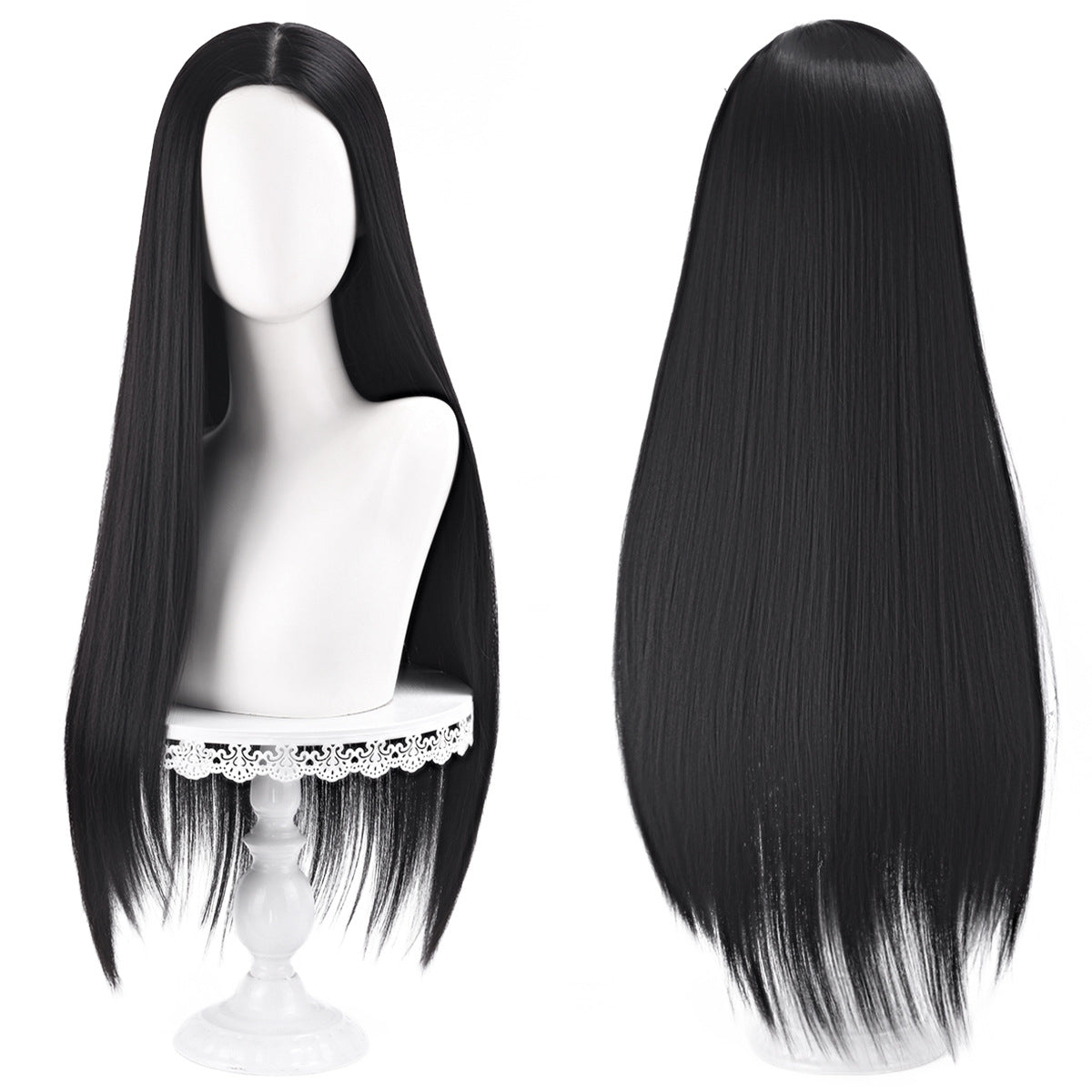 Main Universal Medium Scalp Black Hair Long Straight Wig