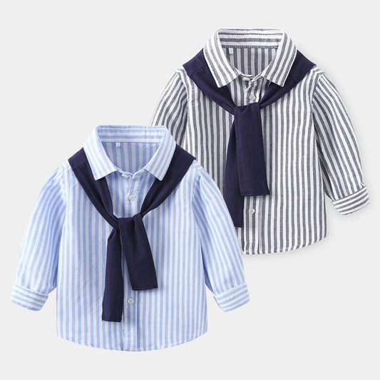 Simple Fashion Casual Long-sleeved Comfortable Western Style Harness Children's Shirt