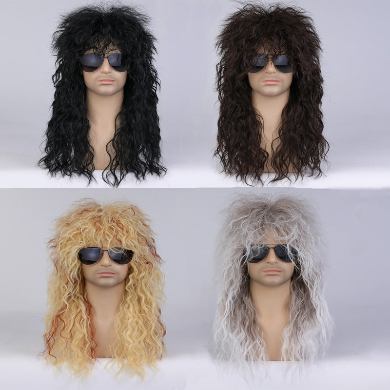 Men's Beggar Curly Hair Stage Halloween Fluffy Hairstyle Wig Long Curls