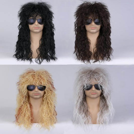 Men's Beggar Curly Hair Stage Halloween Fluffy Hairstyle Wig Long Curls