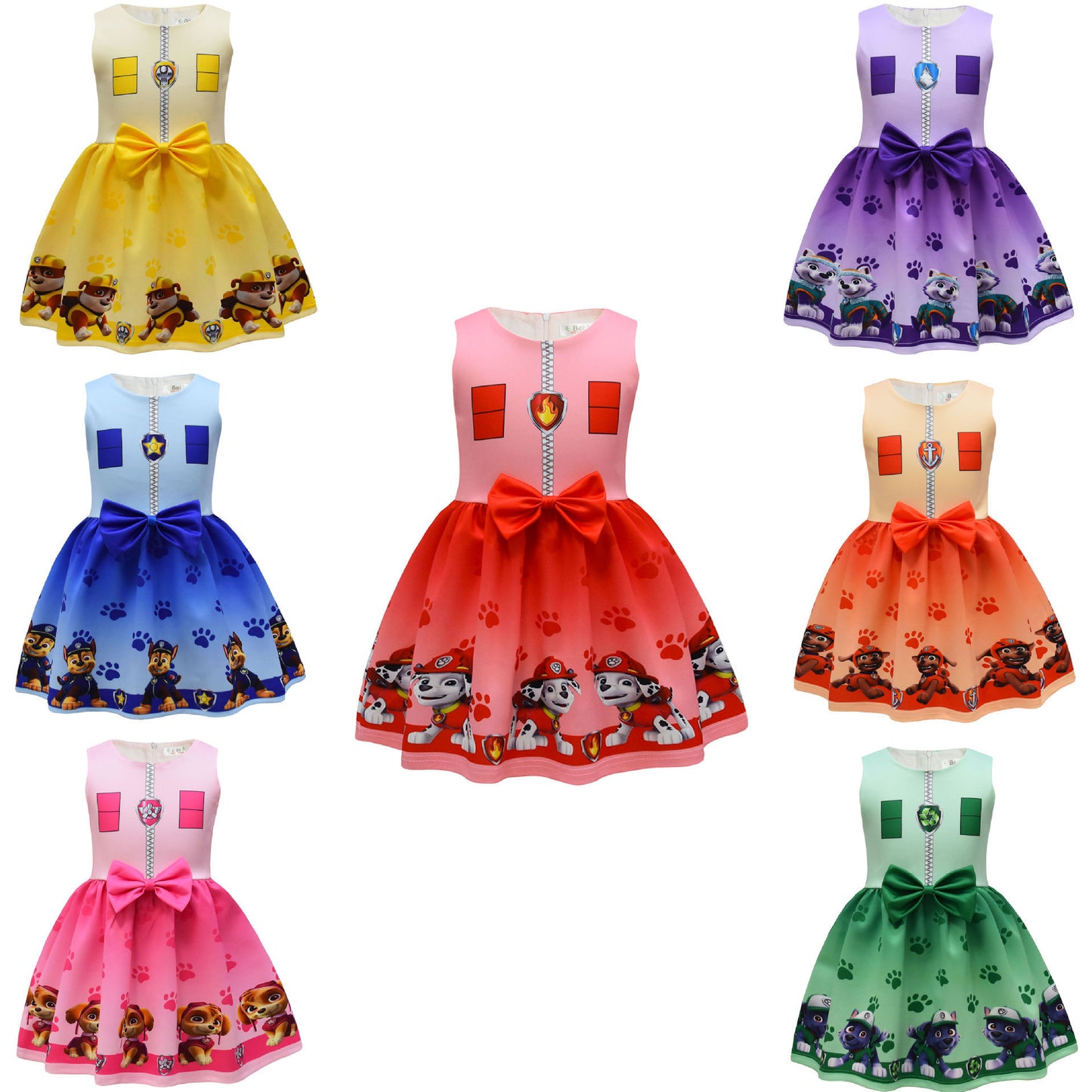 Trendy Popular Digital Printing Cartoon Bow Children's Dress