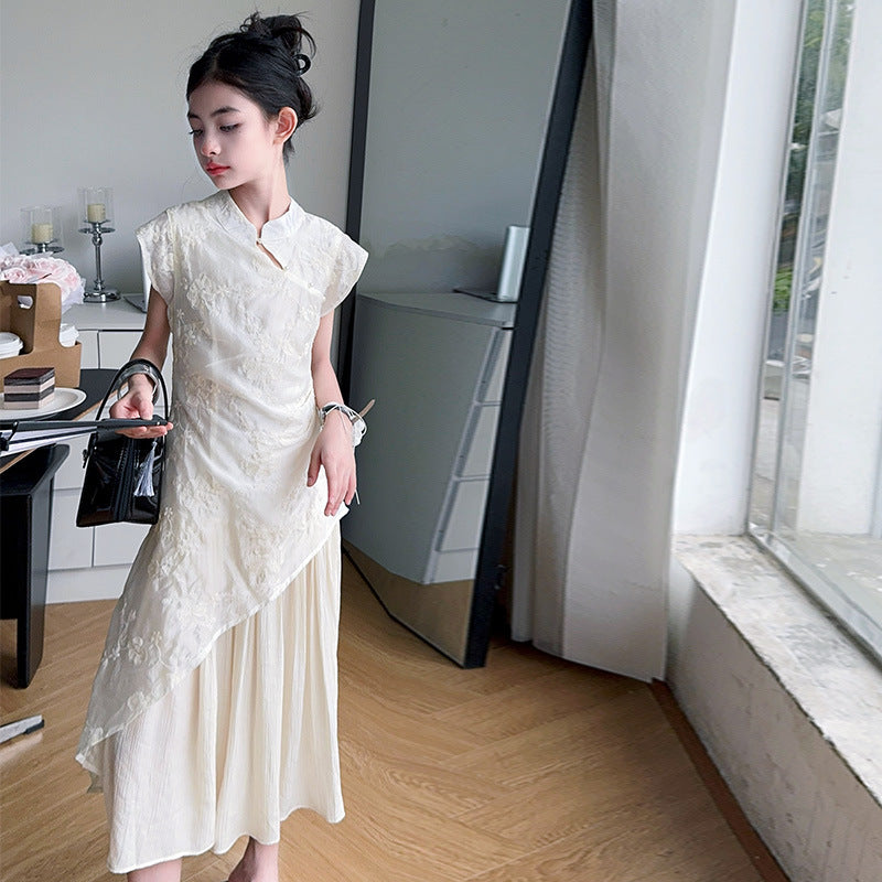 Summer Chinese Style Cheongsam Middle Big Children's Dress