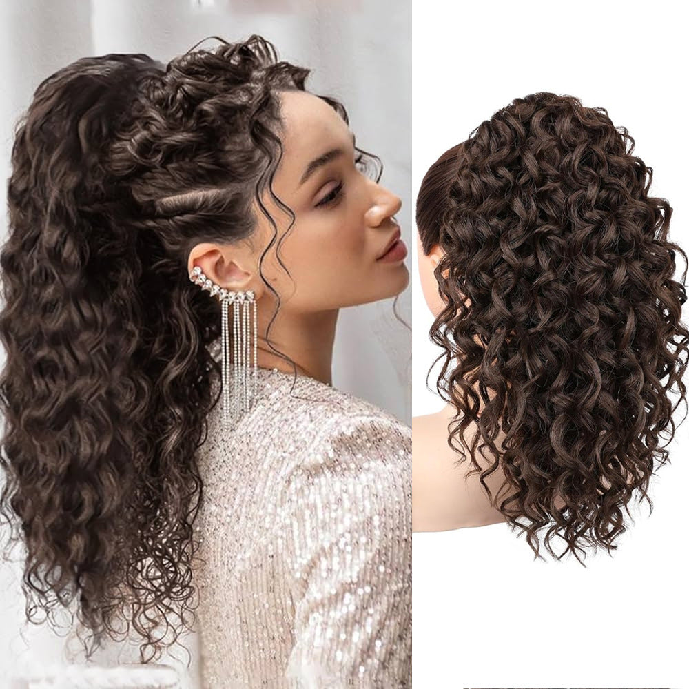 Black Curly Hair Horse Tail African Wave Wig Ponytail