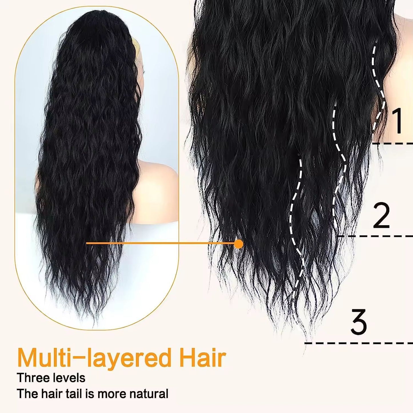 Women's Corn Curler Fluffy Drawstring Horse Tail Wig Ponytail