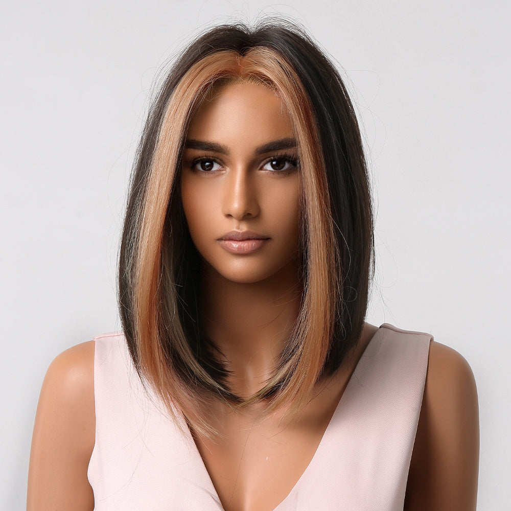 Female Fiber Summer Natural Color Head Wig Short Straight Hair