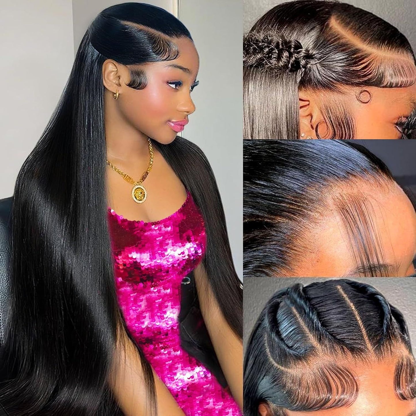 Style Front Lace Hair Chemical Fiber White Side Long Straight Wig