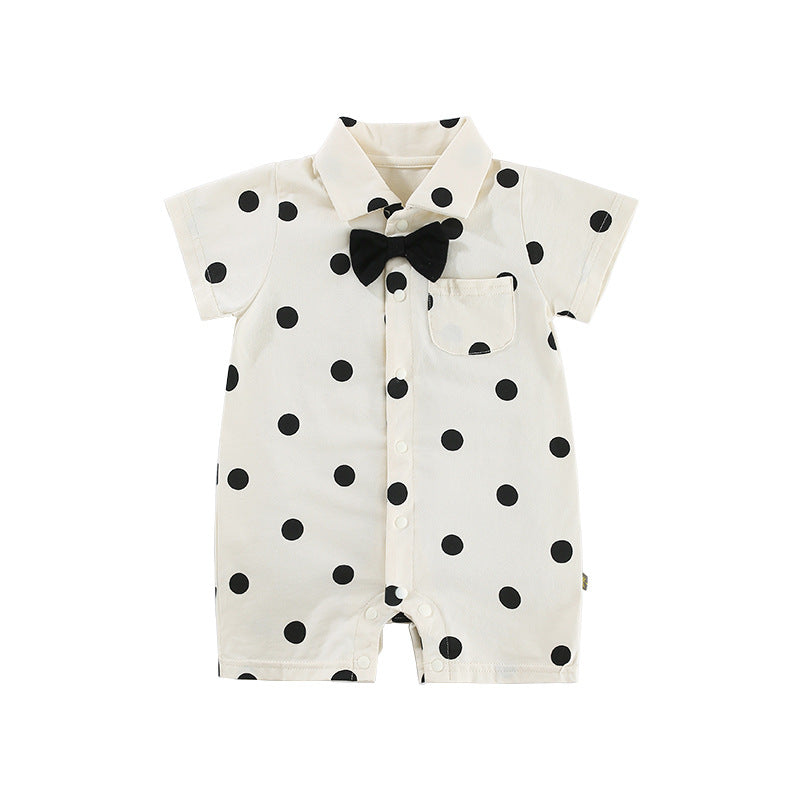 Clothes For Babies Summer Thin Front Buckle Born Polka Jumpsuit, Climbing Suit