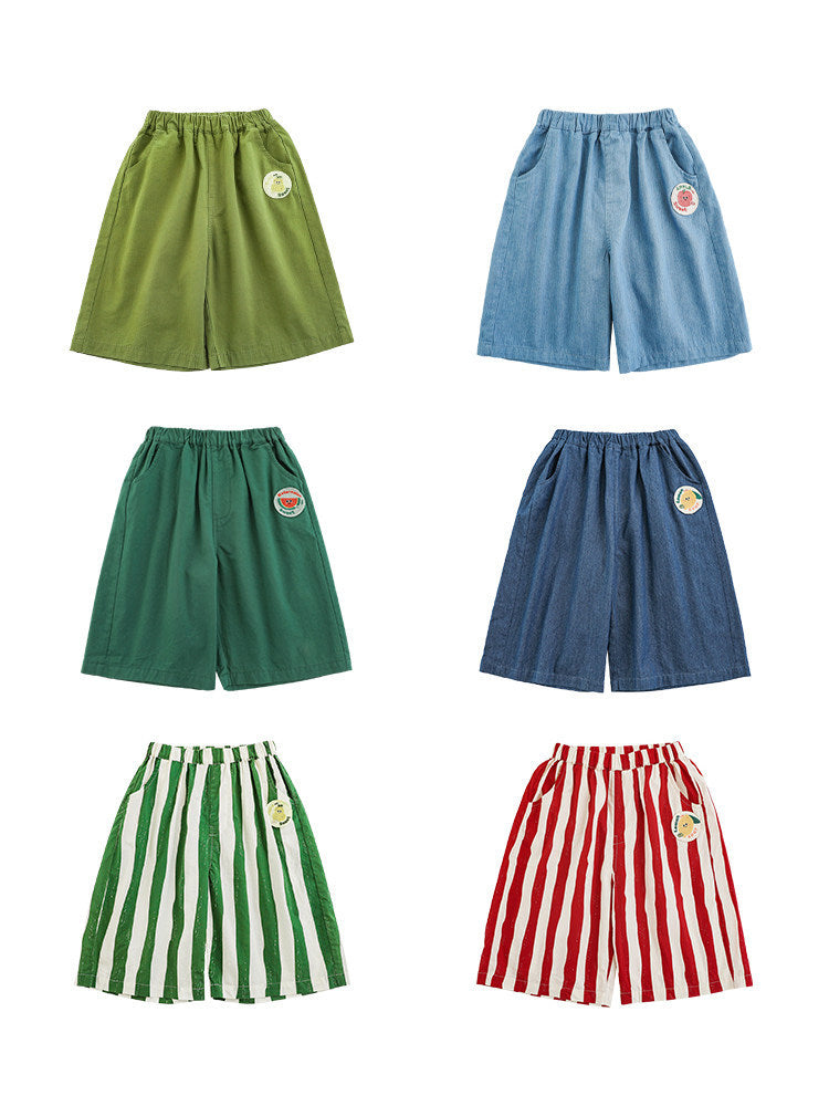 Children's Cartoon Fruit Embroidery Shorts Summer Western Style Cute Children's Pants