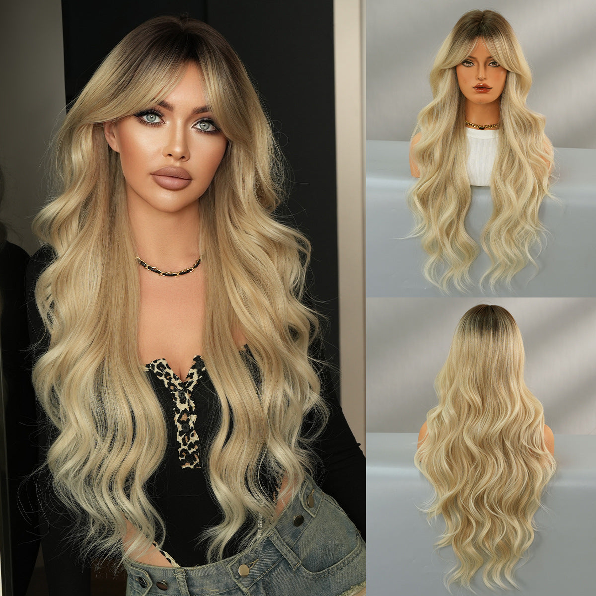 Purple Female Long Curly Hair Natural Fluffy Dark Wind Other Wig