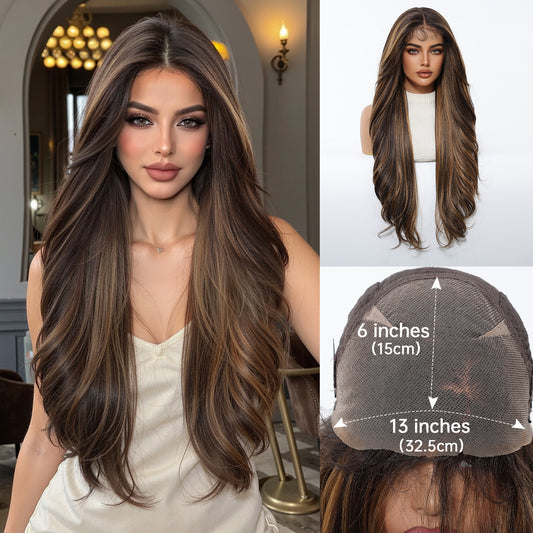 Area Lace Female Light Brown Dyed Curly Hair Wig Long Curls