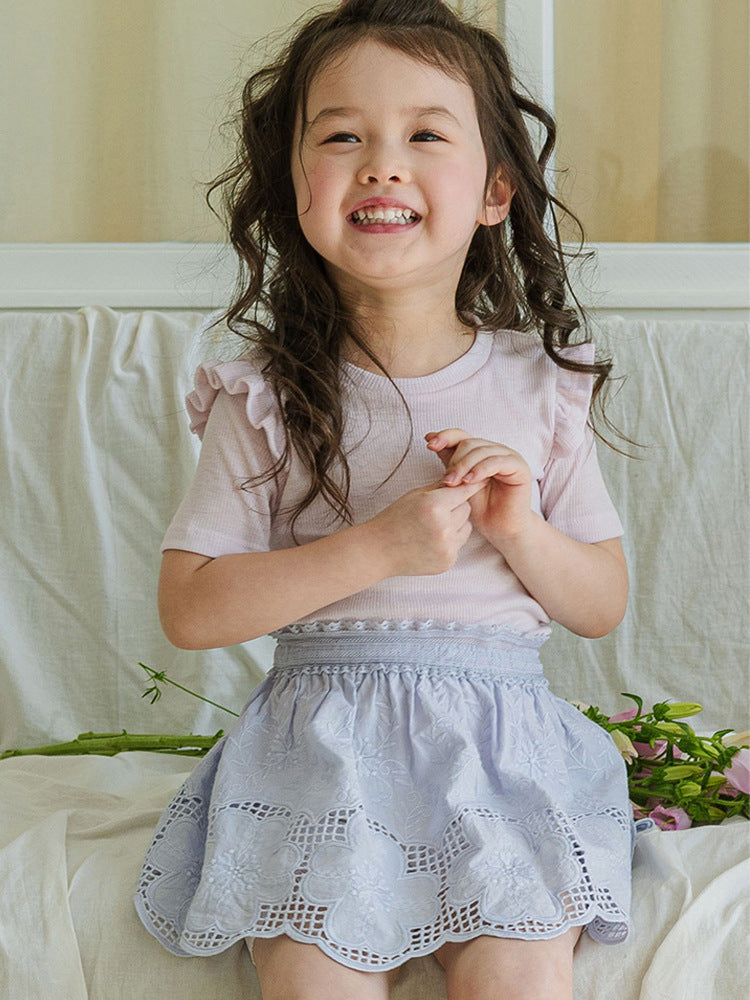 Summer Strawberry Stretch Cotton Soft Round Neck Short Children's T-shirt