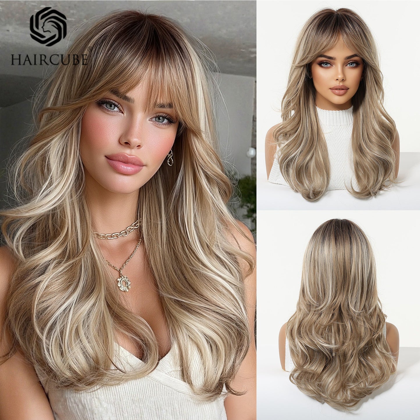 With Bangs Gray Can Be Divided Into Curly Hair Temperament Wig Long Curls
