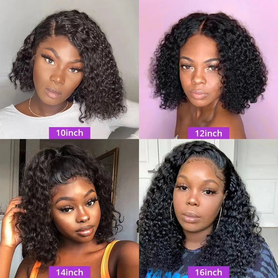 Women's Front Lace Curly Hair African Small Wig Long Curls
