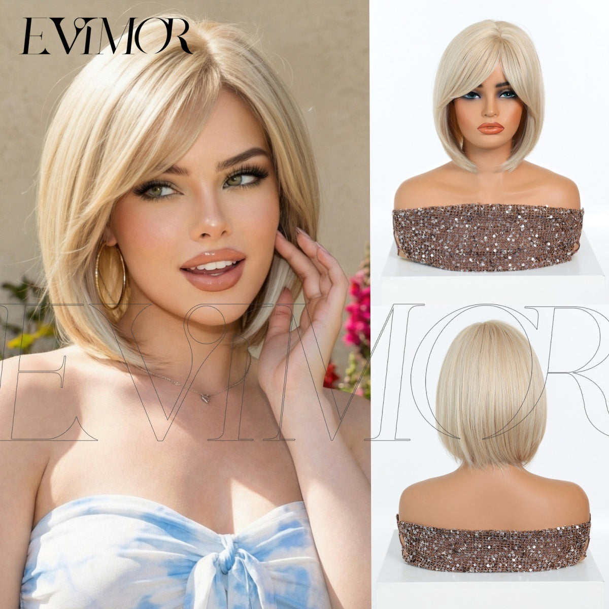 Women's Fiber Summer Realistic Natural Middle Age Wig Short Straight Hair
