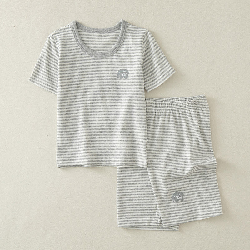 Children's Boys Summer Short Sleeve Fifth Pants Two-piece Little Boy Cotton Children's Suit