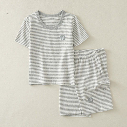 Children's Boys Summer Short Sleeve Fifth Pants Two-piece Little Boy Cotton Children's Suit