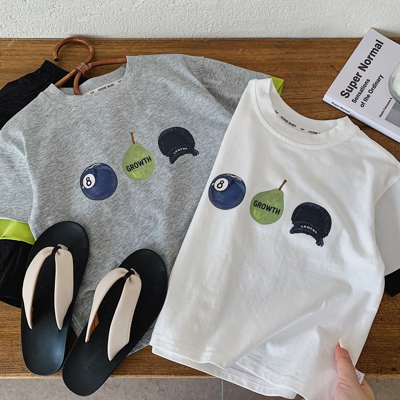 Children's Sleeve Contrast Color Casual Comfortable Pullover Loose Elastic Children's T-shirt