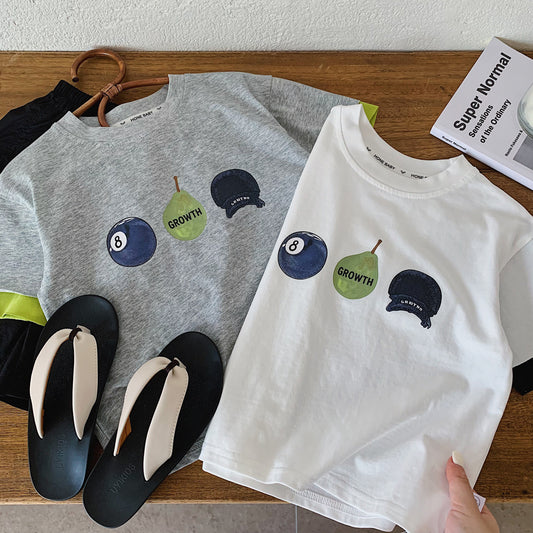 Children's Sleeve Contrast Color Casual Comfortable Pullover Loose Elastic Children's T-shirt