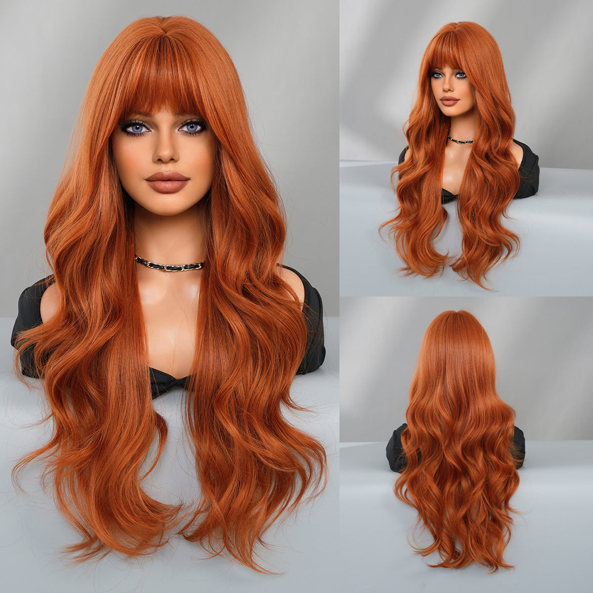 Bangs Big Wave Head Cover Rose Net Chemical Wig Long Curls