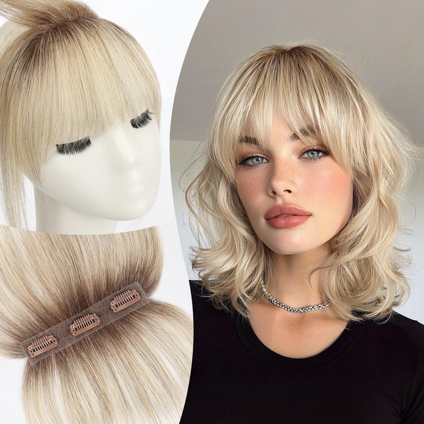 Bangs Convenient Cover Gray Light Air Real Hair Wig