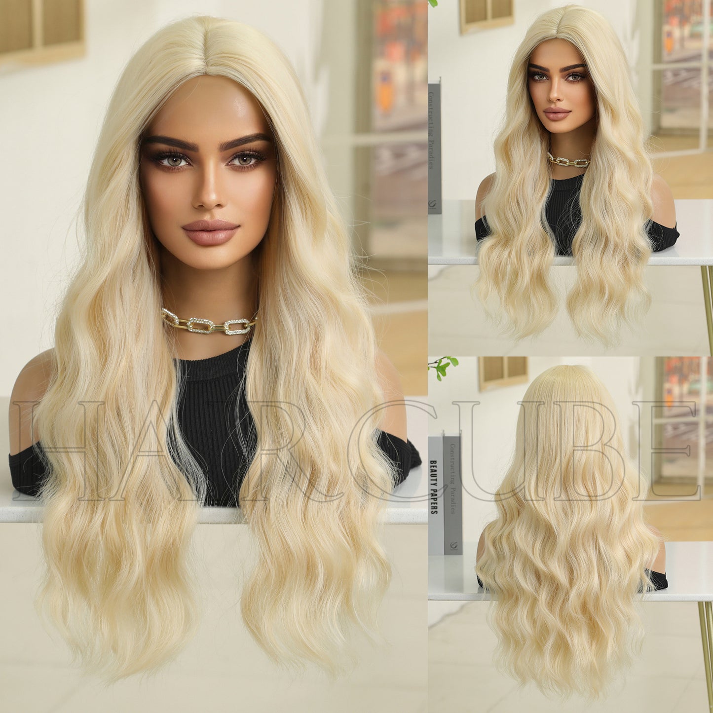 Small Lace Mechanism Head Cover Female Full Type Wig Long Curls