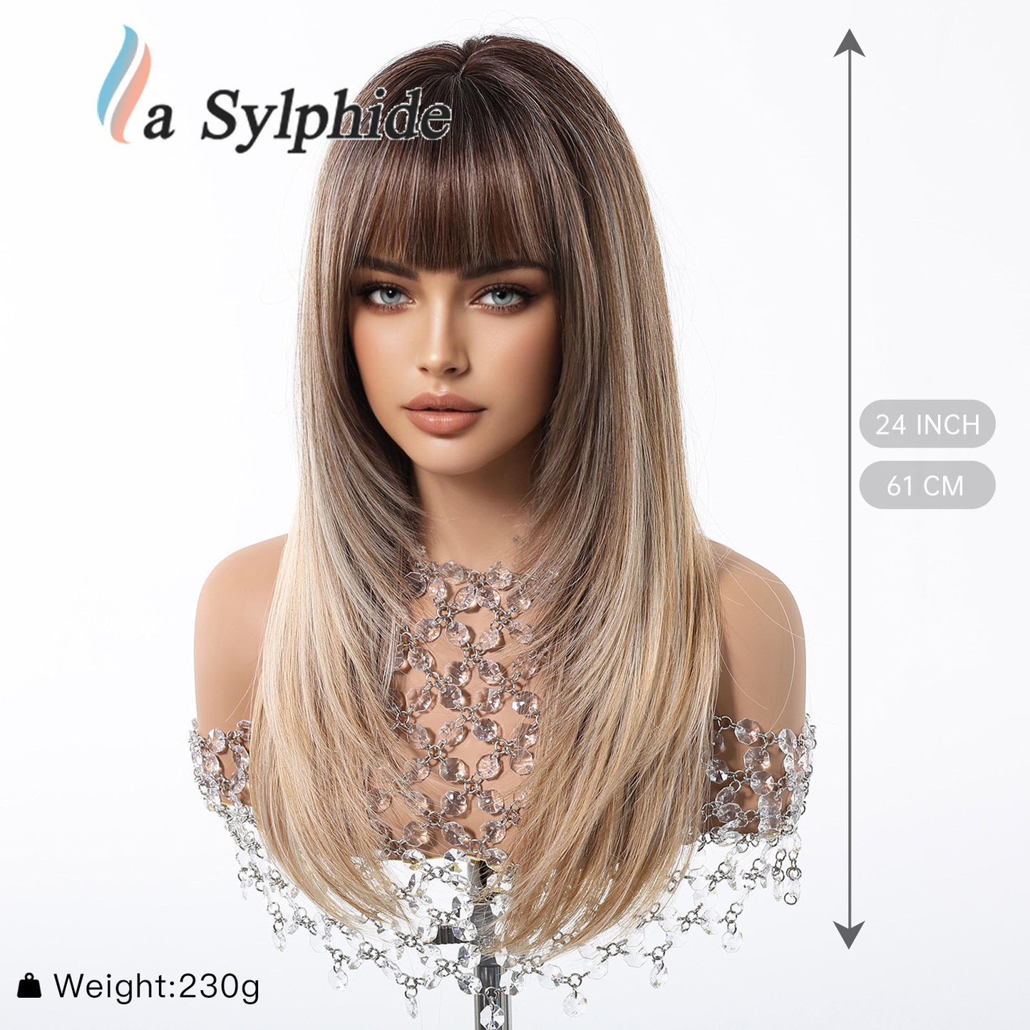 Dark Brown Bangs Level Hair Whole Top Long Straight Wig