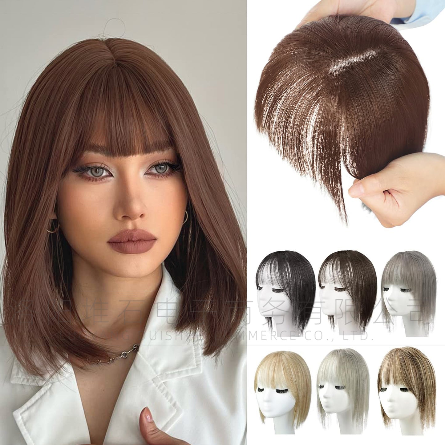Women's Natural Lightweight Breathable Cover Gray Hair Invisible Seamless Fluffy Artificial Wig