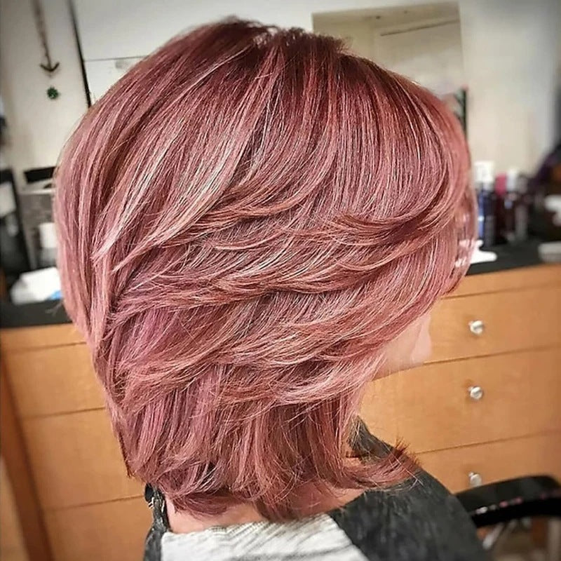 Side Bangs Medium Length Fiber Chemical Wig Short Curly Hair