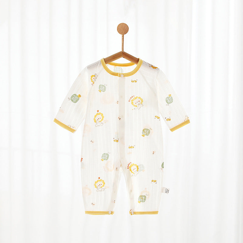 Children's Pure Cotton Class Boneless Born Clothes Long Sleeve Summer Thin Jumpsuit, Climbing Suit