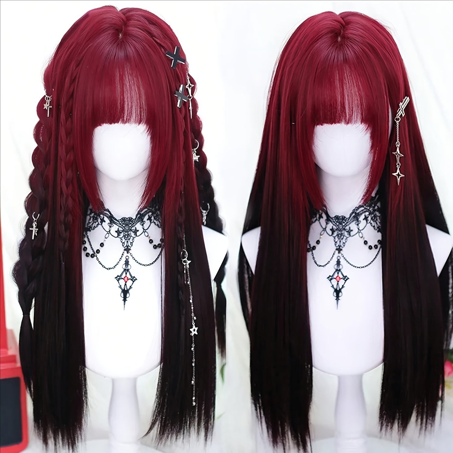 Wolf Tail Unisex White Gold Color Long Straight Wig