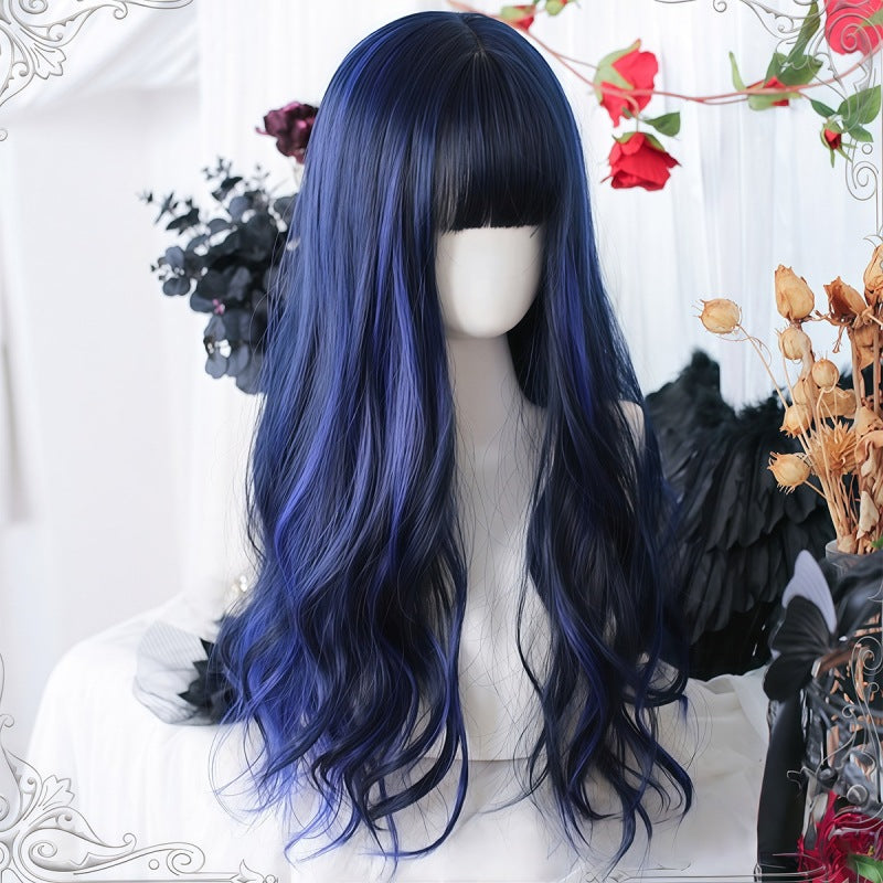 Big Wave Straight Bangs Curly Hair Daily Natural Wig Long Curls