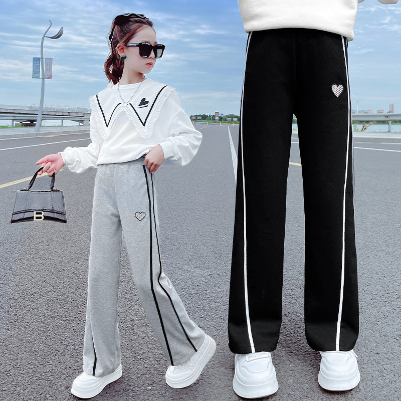Fashionable Wide Leg Medium Large Western Style Casual Children's Pants