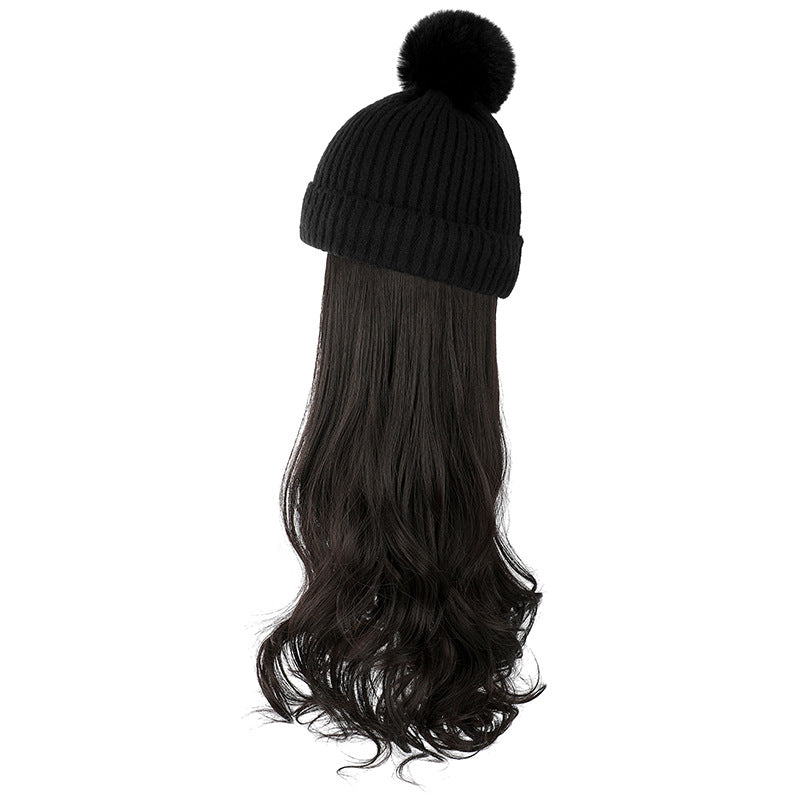 Hat Curly Hair Removable Fashion Woolen Natural Wig Long Curls