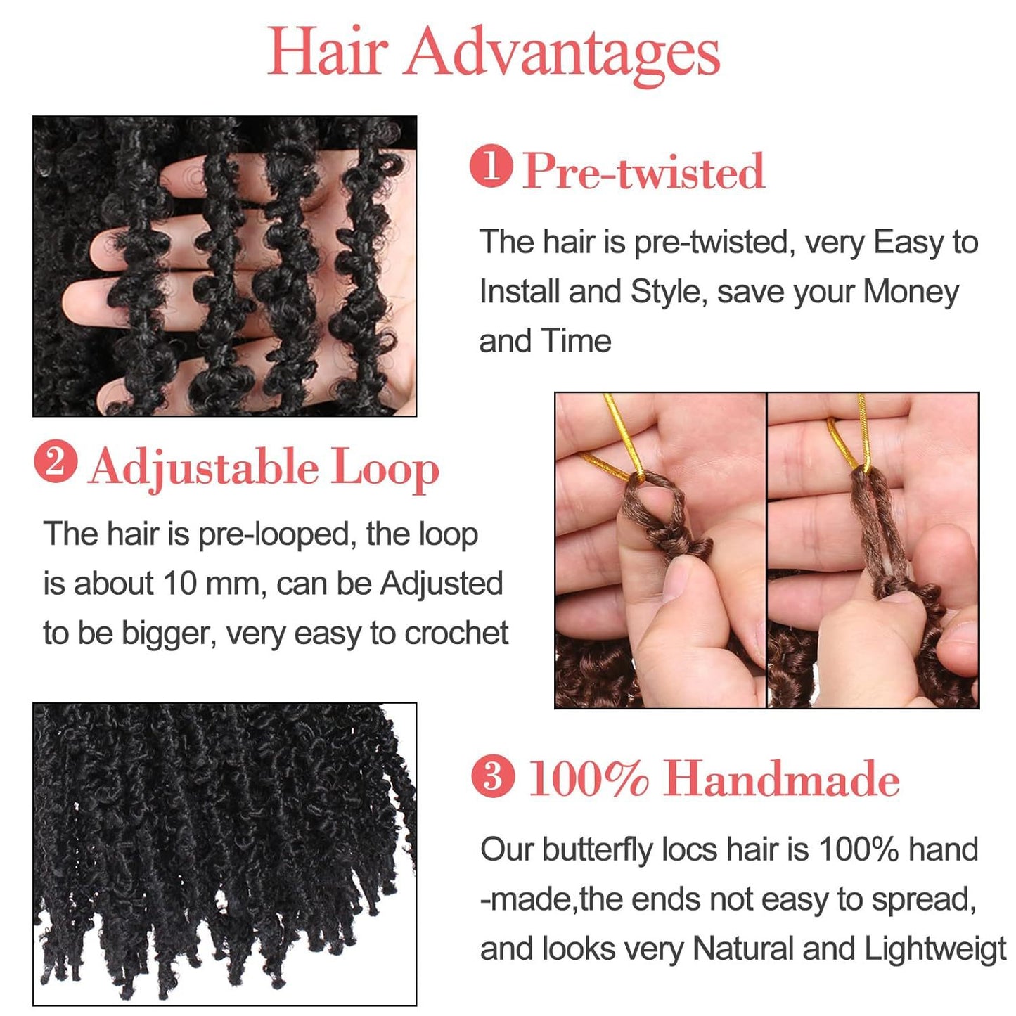 African Dreadlocks Hair Extensions Butterfly Crochet Long Straight Wig
