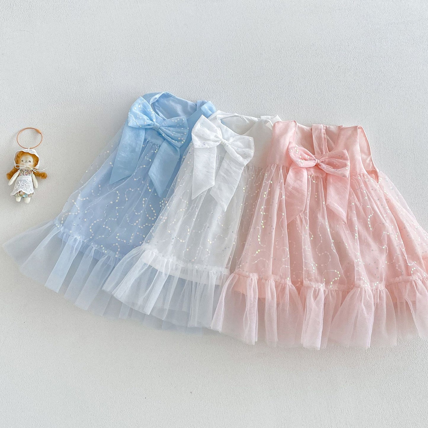 Children's Super Cute Tulle Skirt Summer Western Style Bow Princess Children's Dress