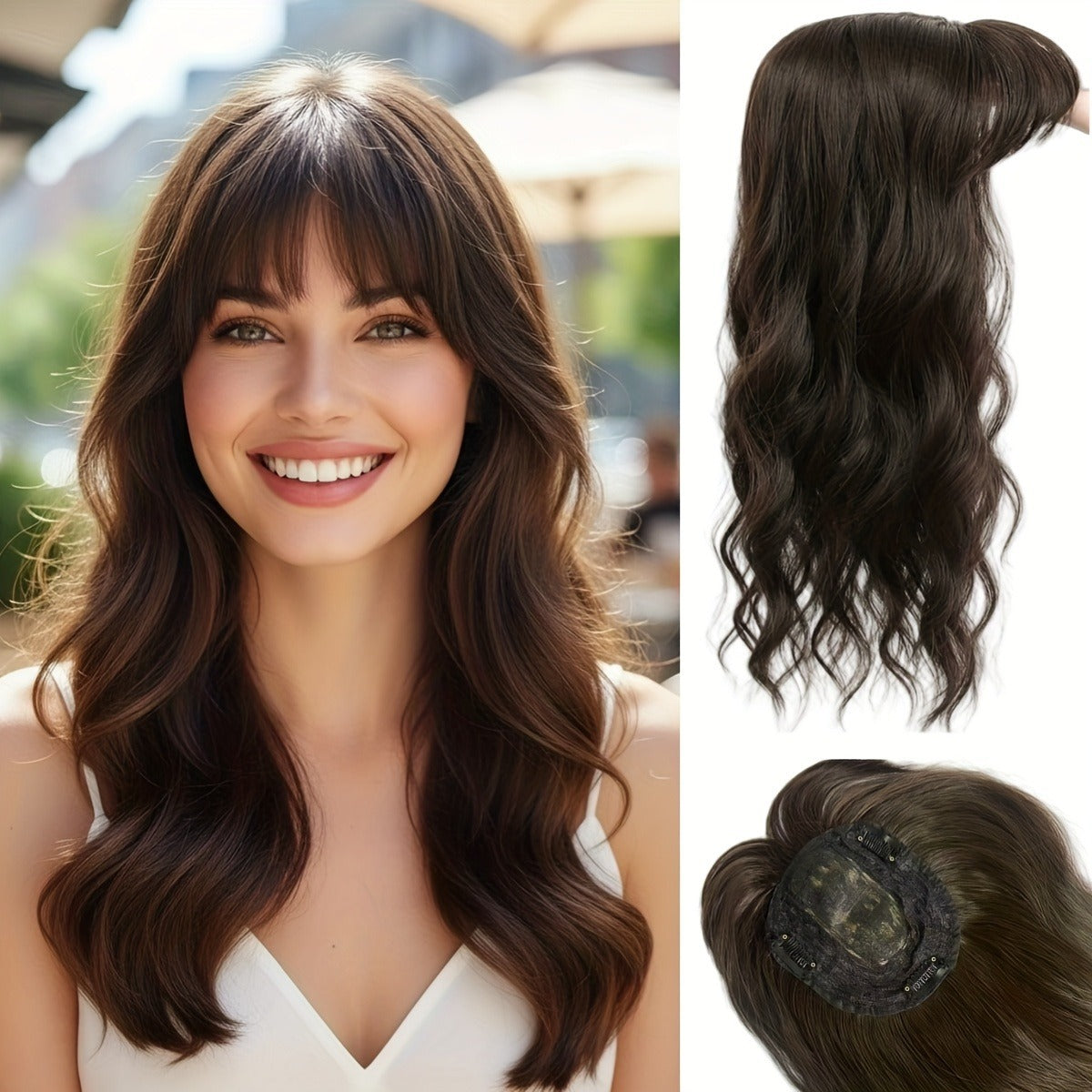 Need To Wear Hair Black Gold Gradient Female Straight Top Wig Long Curls