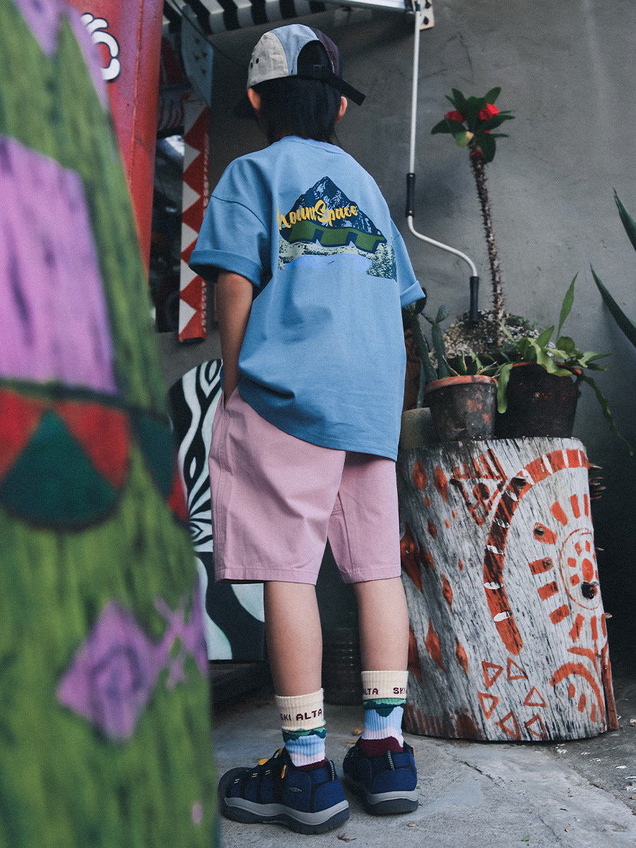 Children's Short-sleeved Mountain Clothing Summer Outdoor Sports Breathing Cotton Teens Short Children's T-shirt