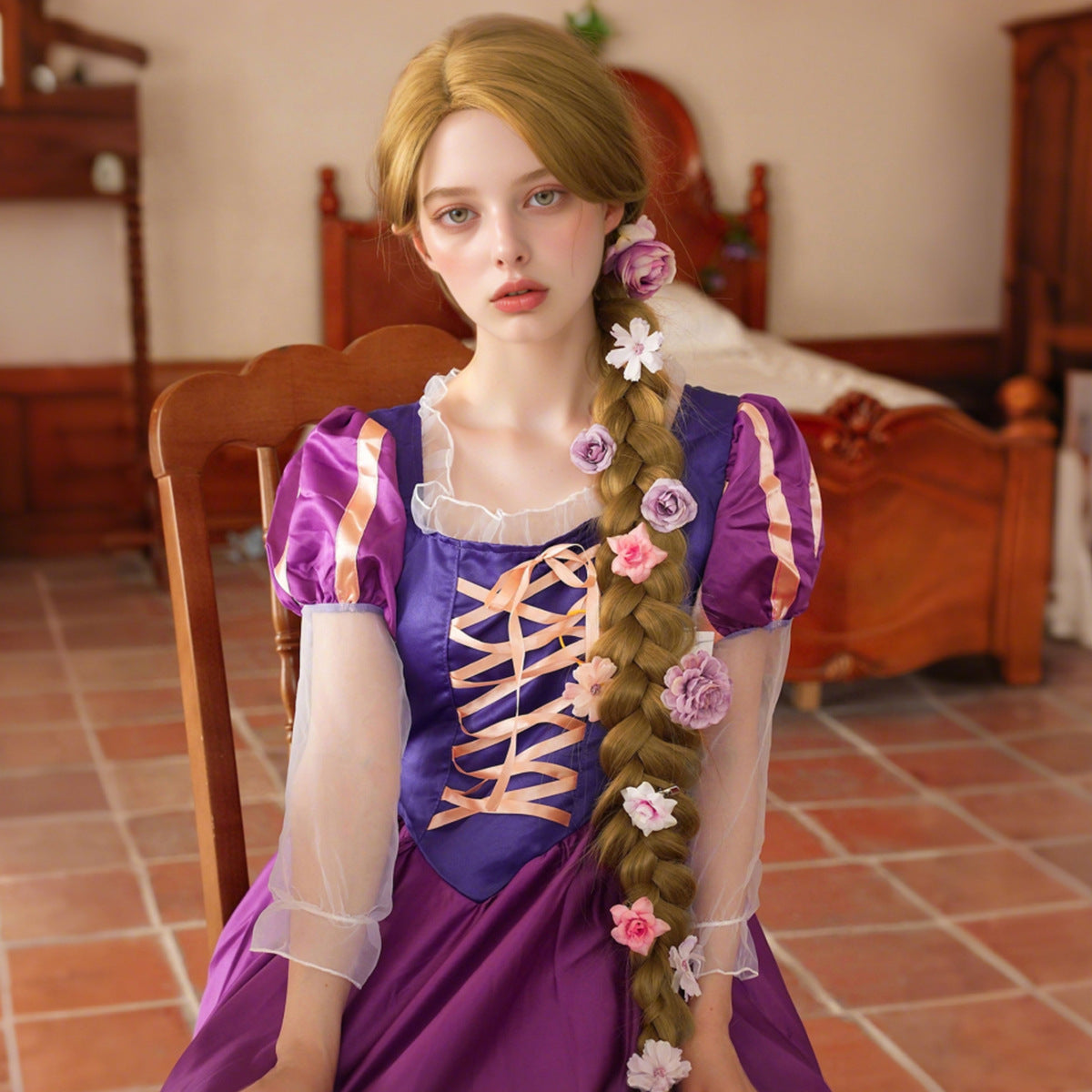 Long Hair Princess Costume Super Straight Golden Street Dress Up Cos Wig