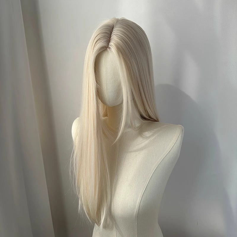 Moonlight Black Natural Fluffy Bangs Hair Long Straight Wig