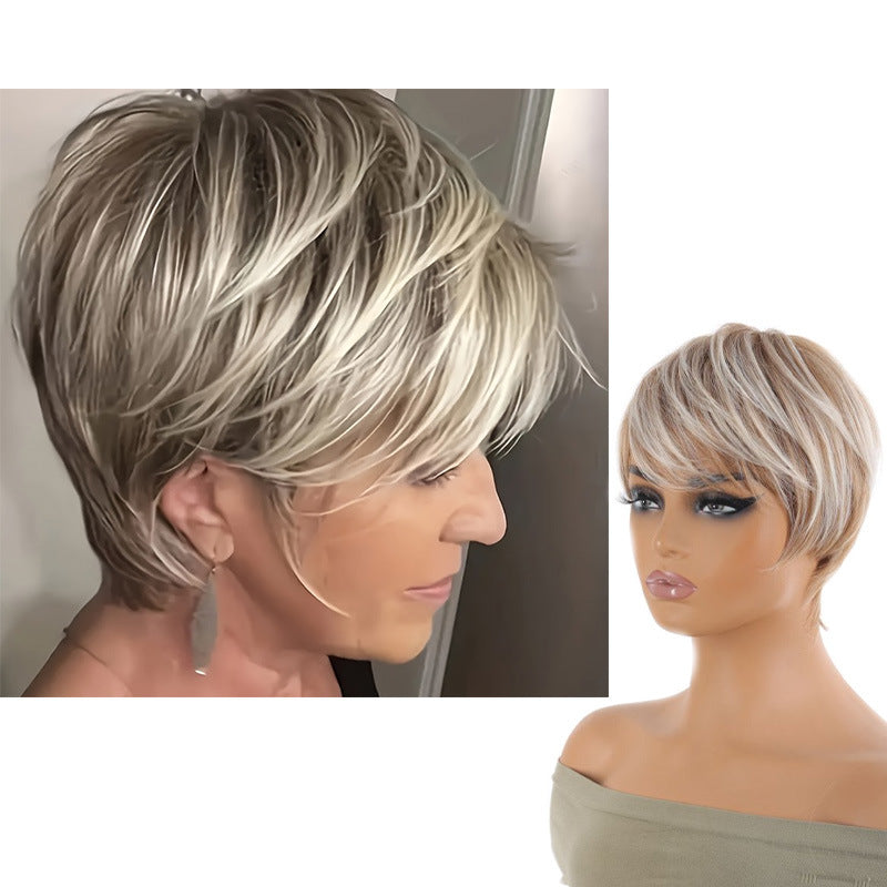 Fashion Female African Fluffy Head Cover Chemical Fiber Wig Short Curly Hair