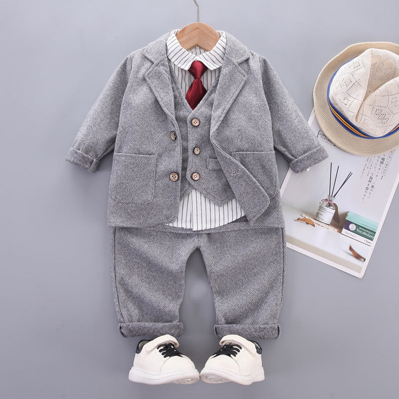 Children's Two Pieces British Birthday Boy Flower Children's Suit